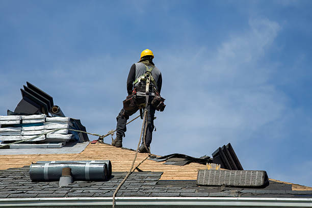 Professional Gutter Installation technician working in North Easton, MA